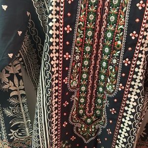 Black embroidered stitched 3 piece suit